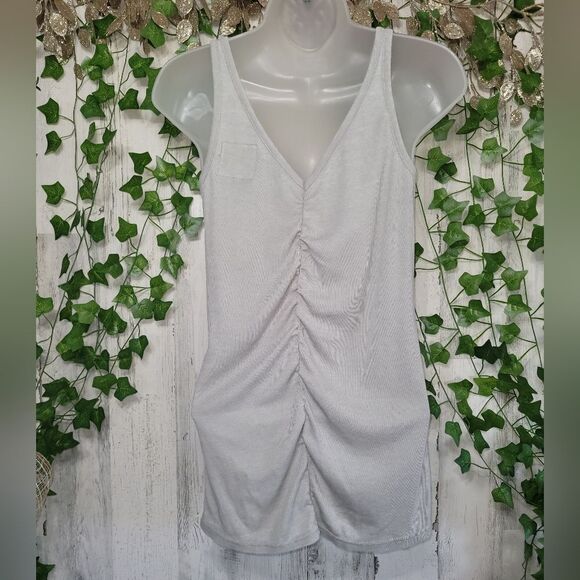 NWT Chaser Double V Shirred Back Tank in Cool Grey - Picture 6 of 10